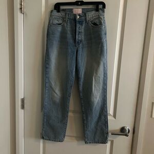 Revice Denim Light Wash High Rise Button Fly Straight Leg